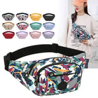 Riñonera Deportiva Impermeable con Estampado Floral y Múltiples Compartimentos
