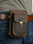 Riñonera Deportiva de Cuero Genuino - Bolso Mensajero Vertical para Hombre, Portátil y Elegante