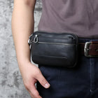 Riñonera de Cuero Genuino para Hombre - Bolso Móvil Multifuncional con Portatarjetas y Monedero