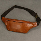 Riñonera Hombre Cuero Genuino - Bolso Bandolera Pequeño Multifuncional para Viaje