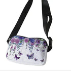 Riñonera Deportiva Ajustable con Estampado Floral Púrpura - Bolsa de Cintura Unisex