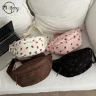 Riñonera Deportiva Unisex de Pana con Estampado de Fresa - Bolsa de Cintura para Viajes y Deporte