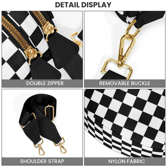 Riñonera de Cintura para Mujer - Bolso Bandolera de Nylon Negro Casual