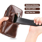 Riñonera de Cuero Genuino para Hombre - Bolso de Cintura Casual con Compartimento para Móvil