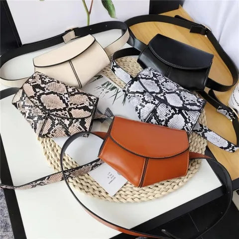 Riñonera Deportiva Elegante con Estampado de Serpiente - Bolsa de Cintura Pequeña para Mujer
