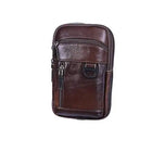 Riñonera Deportiva de Cuero Vintage para Hombre - Bolsa de Cintura Multifuncional
