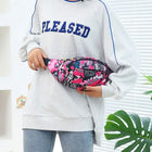 Riñonera Deportiva Impermeable con Estampado Floral - Bolsa de Cintura Oxford Grande