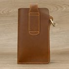 Riñonera Deportiva de Cuero Genuino para Hombre - Bolsa Pequeña con Gancho para Teléfono y Llaves