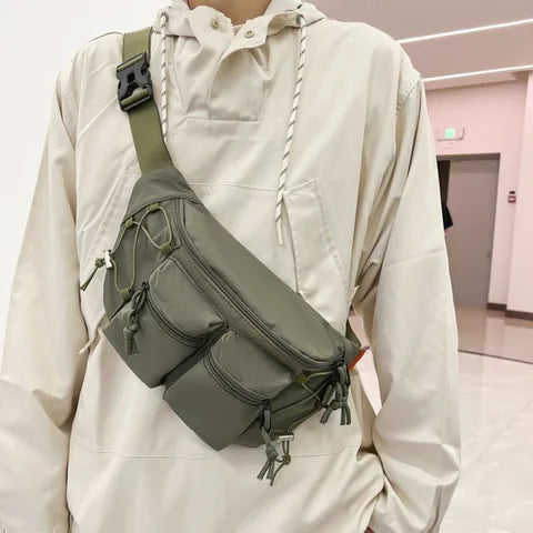 Riñonera Deportiva Hombre Nylon Grande Multifuncional Y2K