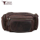 Riñonera Deportiva de Cuero Genuino para Hombre - Vintage con Múltiples Bolsillos