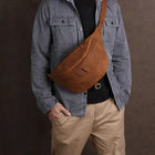 Riñonera Deportiva de Cuero Crazy Horse Vintage - Bolso Bandolera Unisex