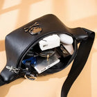 Riñonera Deportiva Grande de Cuero con Calavera - Bolsa de Cintura para Hombre
