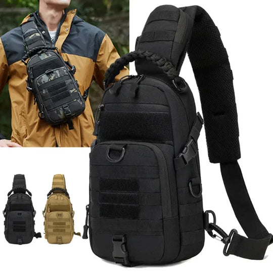 Riñonera Táctica para Hombre - Mochila Bandolera Sling MOLLE para Camping, Senderismo y Pesca