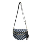 Riñonera de Viaje para Mujer de Nylon - Bolso Cruzado Espacioso a Cuadros Blanco y Negro