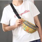 Riñonera Deportiva Mujer con Estampado Láser - Bolsa de Cintura para Correr, Viajar y Uso Diario