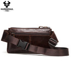 Riñonera de Cuero para Hombre - Bolsa Cinturón de Viaje con Bolsillo para Móvil