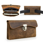 Riñonera de Cuero para Hombre - Bolso de Piel de Vestir Grande