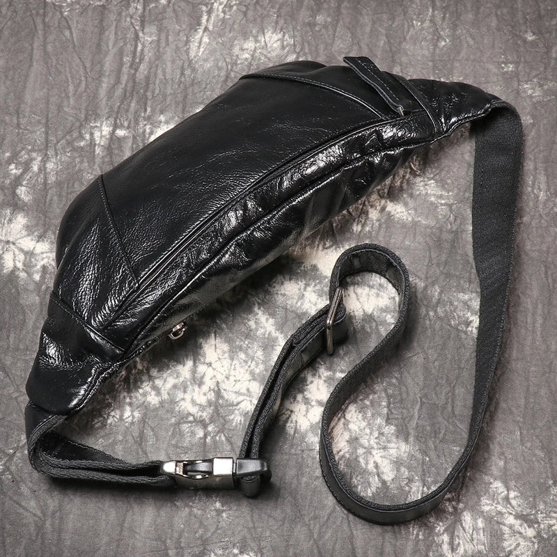 Riñonera de Cuero Genuino para Hombre - Bolso Bandolera Cruzado Grande con Múltiples Compartimentos
