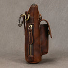 Riñonera Deportiva de Cuero Pequeña - Bolso Cinturón Retro con Gancho