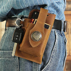 Riñonera de Cuero Genuino para Hombre - Bolso Móvil Retro y Táctico