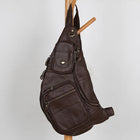 Riñonera de Cuero para Hombre - Bolso Bandolera Media Luna con Múltiples Bolsillos