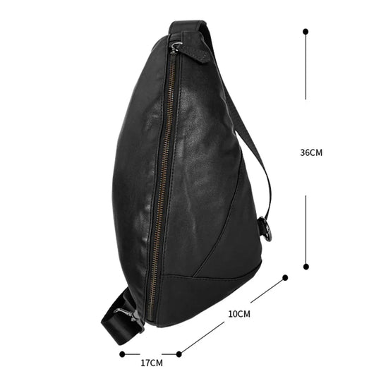 Riñonera de Cuero para Hombre - Bolso de Piel de Vestir Mini Negro