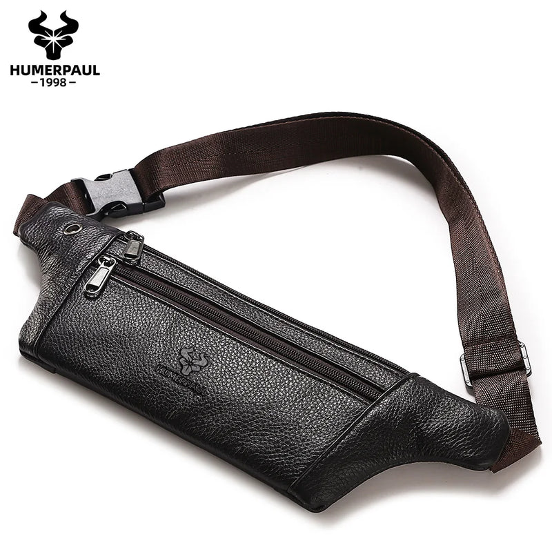 Riñonera de Cuero Vintage para Hombre - Bolso de Piel de Vestir