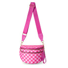 Riñonera de Viaje para Mujer de Nylon - Bolso Cruzado Espacioso a Cuadros Blanco y Negro