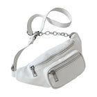 Riñonera Deportiva Mujer: Bolso de Cintura de Cuero Sintético, Gran Capacidad, Doble Cremallera y Cadena