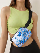 Riñonera Deportiva Ajustable con Estampado de Mariposa - Bolsa de Cintura para Correr