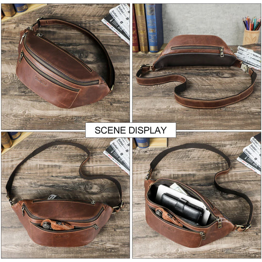 Riñonera de Cuero para Hombre - Bolso de Piel de Vestir Elegante