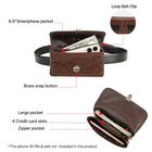 Riñonera de Cuero Genuino para Hombre - Bolsa de Cintura con Compartimento para iPhone 16 Pro Max