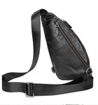 Riñonera de Cuero Genuino para Hombre - Bolso Bandolera Pequeño Cruzado Negro