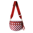 Riñonera de Viaje para Mujer de Nylon - Bolso Cruzado Espacioso a Cuadros Blanco y Negro