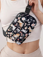 Riñonera Deportiva Unisex con Estampado Floral y de Gatos - Ajustable para Correr