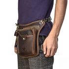 Riñonera de Cuero Genuino para Hombre con Múltiples Bolsillos - Bolsa de Cadera para Moto, Viaje y Aire Libre