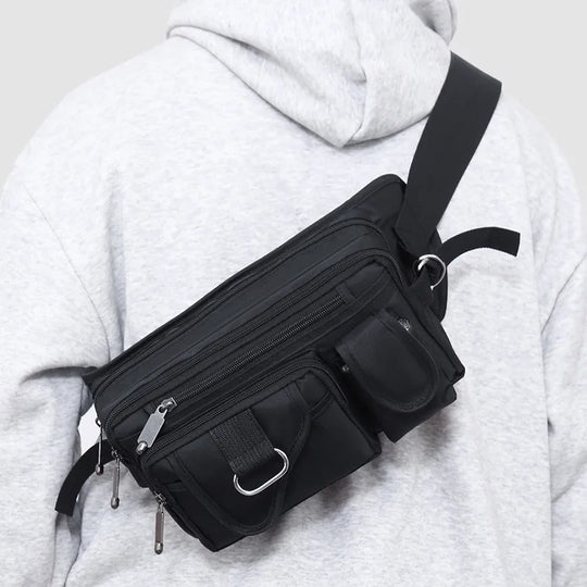 Riñonera Antisalpicaduras para Hombre - Mochila de Cintura Grande y Táctica para Viajes y Deportes