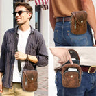 Riñonera Deportiva de Cuero Genuino Estilo Retro - Bolso Multifuncional de Hombro