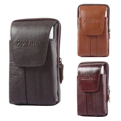Riñonera Deportiva de Cuero Genuino para Hombre - Bolsa Banana Multifuncional
