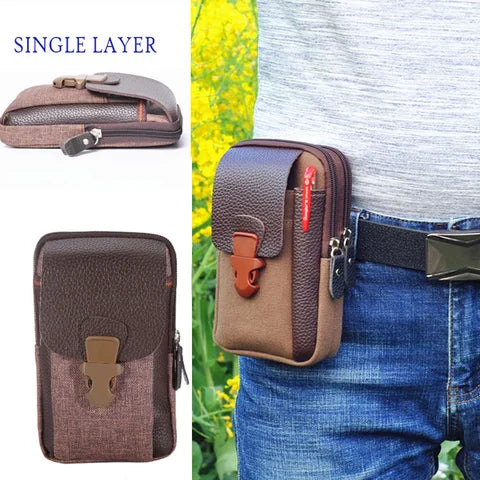 Riñonera Deportiva con Doble Cremallera para Hombre - Bolsa de Cintura Pequeña