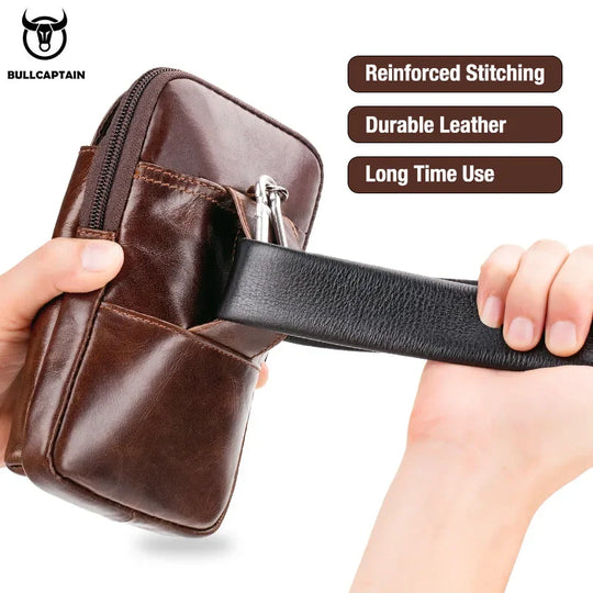 Riñonera Táctica de Cuero para Hombre - Bolsa de Cintura Militar con Sistema MOLLE