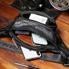 Riñonera Deportiva de Cuero Genuino para Hombre - Negro, Marrón, Café