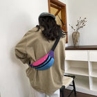 Riñonera Deportiva de Lona - Color Block, Forma Banana, Gran Capacidad