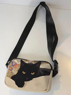 Riñonera Deportiva Ajustable con Estampado de Gato Negro - Bolsa de Cintura para Correr