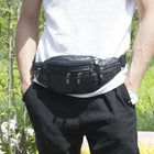Riñonera Deportiva de Cuero Genuino para Hombre - Bolsa de Cintura Pequeña con Correa de Cuero