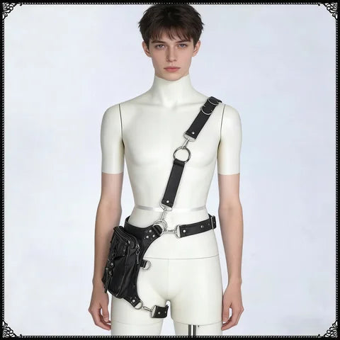 Riñonera Deportiva Mujer - Bolsa Bandolera de Cuero Estilo Steampunk y Gótico