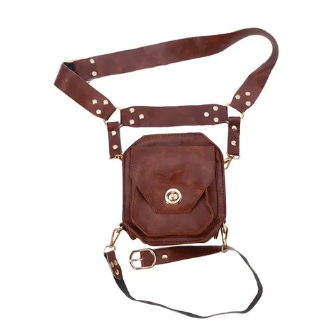 Riñonera Deportiva Vintage para Mujer - Bolso Cuadrado Pequeño de Piel Sintética