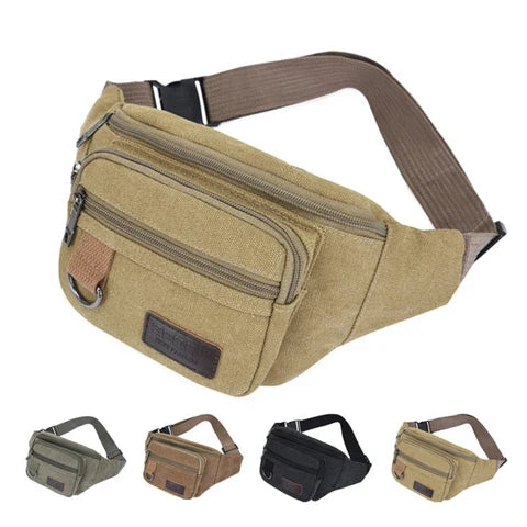 Riñonera Deportiva de Lona Unisex - Bolsa de Hombro y Cintura Moderna