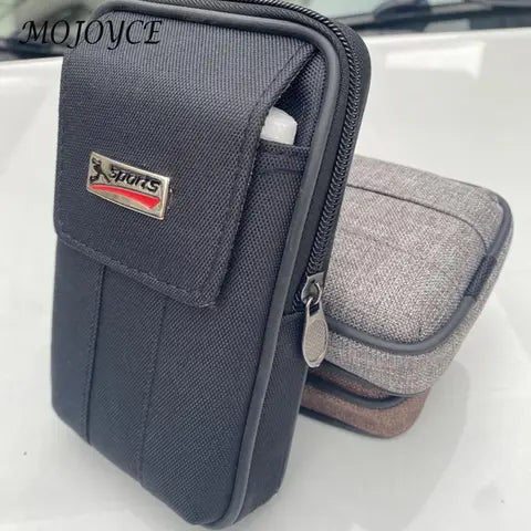 Riñonera Deportiva para Hombre - Bolsa de Cintura de Lona, Dos Capas con Cremallera para Running, Fitness, Viajes y Compras
