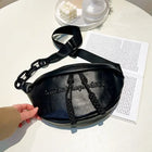 Riñonera Deportiva Negra para Mujer - Bolso de Cintura con Cremallera y Cadena